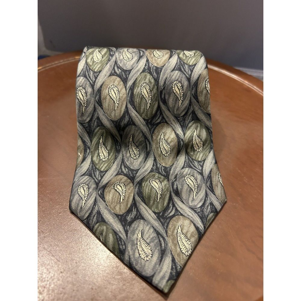 Henry Grethel Multicolor Abstract Geometric Paisley Silk Tie